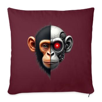 Drôle Robot Art Singe Cyborg Animal AI Monkey - Housse de coussin décorative 45 x 45 cm - bordeaux - Devant