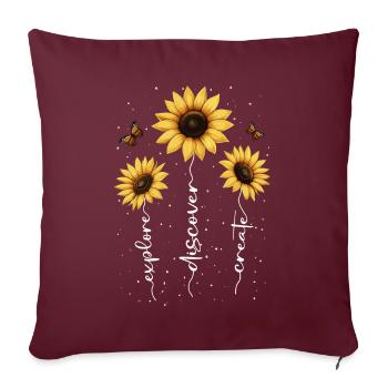 Fleurs d’été Fleur Inspiration Dicton de motivation - Housse de coussin décorative 45 x 45 cm - bordeaux - Devant