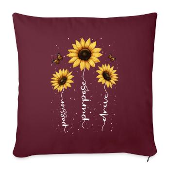Fleurs d’été Fleur Inspiration Dicton de motivation - Housse de coussin décorative 45 x 45 cm - bordeaux - Devant