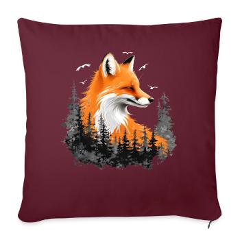 Fox Lover Woodland Flowers Art Foxes Cute Fox - Sofa pillowcase 17,3'' x 17,3'' (45 x 45 cm) - burgundy - Front