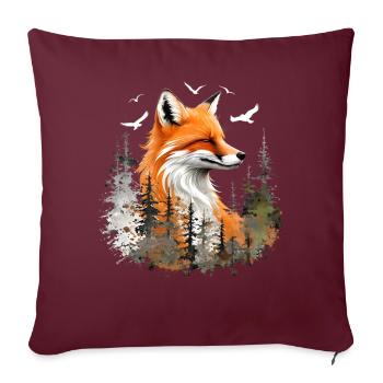 Fox Lover Woodland Flowers Art Foxes Cute Fox - Sofa pillowcase 17,3'' x 17,3'' (45 x 45 cm) - burgundy - Front