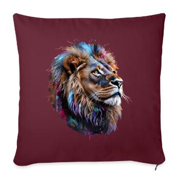 Lion Lover Wildlife Safari Art Lion Colorful - Sofa pillowcase 17,3'' x 17,3'' (45 x 45 cm) - burgundy - Front