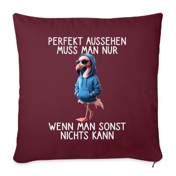 Drôle Flamingo Disant Amoureux des animaux Drôle d’oiseau - Housse de coussin décorative 45 x 45 cm - bordeaux - Devant