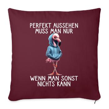 Drôle Flamingo Disant Amoureux des animaux Drôle d’oiseau - Housse de coussin décorative 45 x 45 cm - bordeaux - Devant