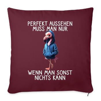Drôle Flamingo Disant Amoureux des animaux Drôle d’oiseau - Housse de coussin décorative 45 x 45 cm - bordeaux - Devant