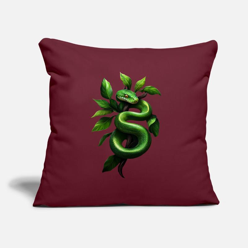 Arbre vert Python Serpents Amoureux Terrarium Housse de coussin décorative 45 x 45 cm