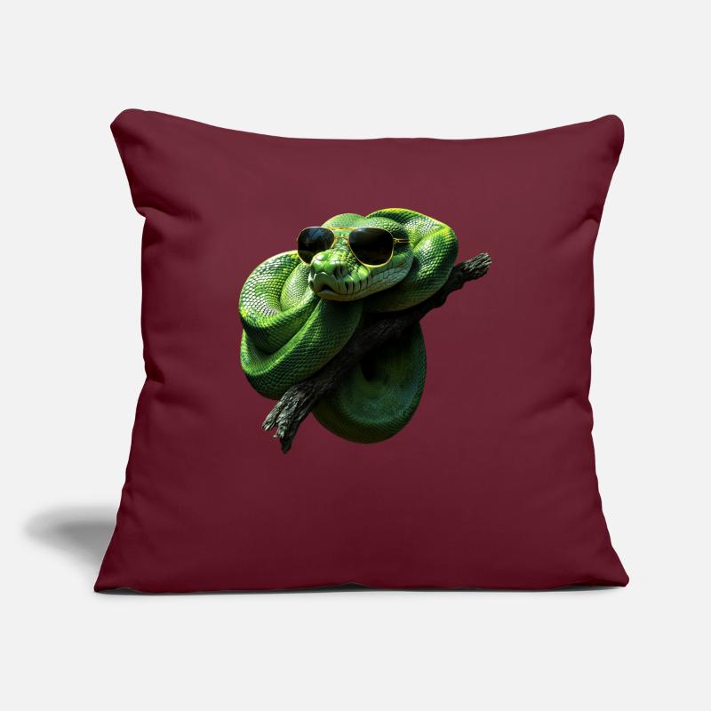 Arbre vert Python Serpents Amoureux Terrarium Housse de coussin décorative 45 x 45 cm