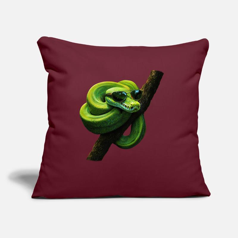 Arbre vert Python Serpents Amoureux Terrarium Housse de coussin décorative 45 x 45 cm
