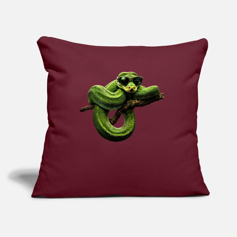 Arbre vert Python Serpents Amoureux Terrarium Housse de coussin décorative 45 x 45 cm