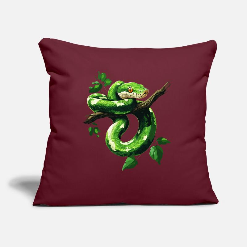 Arbre vert Python Serpents Amoureux Terrarium Housse de coussin décorative 45 x 45 cm