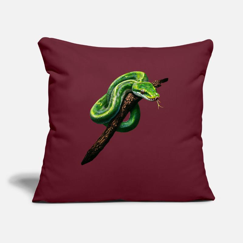 Arbre vert Python Serpents Amoureux Terrarium Housse de coussin décorative 45 x 45 cm