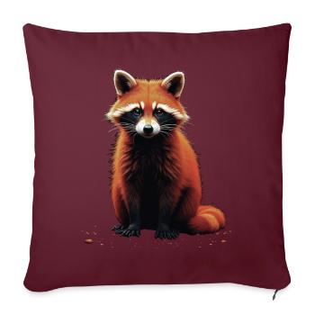 Raccoon Motif Animal Lover Art Artwork - Sofa pillowcase 17,3'' x 17,3'' (45 x 45 cm) - burgundy - Front