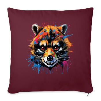 Raccoon Motif Animal Lover Art Artwork - Sofa pillowcase 17,3'' x 17,3'' (45 x 45 cm) - burgundy - Front