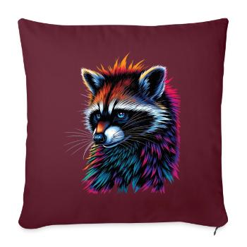 Raccoon Motif Animal Lover Art Artwork - Sofa pillowcase 17,3'' x 17,3'' (45 x 45 cm) - burgundy - Front