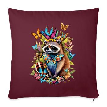 Raccoon Motif Animal Lover Art Artwork - Sofa pillowcase 17,3'' x 17,3'' (45 x 45 cm) - burgundy - Front