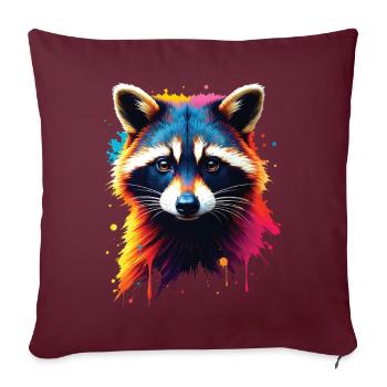 Raccoon Motif Animal Lover Art Artwork - Sofa pillowcase 17,3'' x 17,3'' (45 x 45 cm) - burgundy - Front