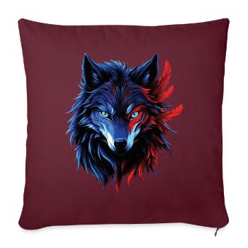 Wolf Lover Wild Animal Art Wolf Colorful Animal - Sofa pillowcase 17,3'' x 17,3'' (45 x 45 cm) - burgundy - Front