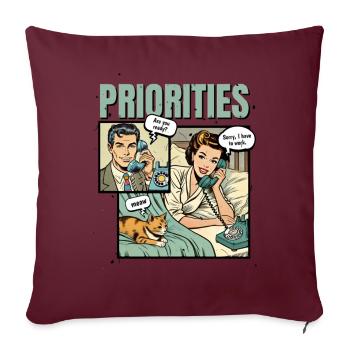 Chat Amoureux Priorité Chats Maman Drôle - Housse de coussin décorative 45 x 45 cm - bordeaux - Devant