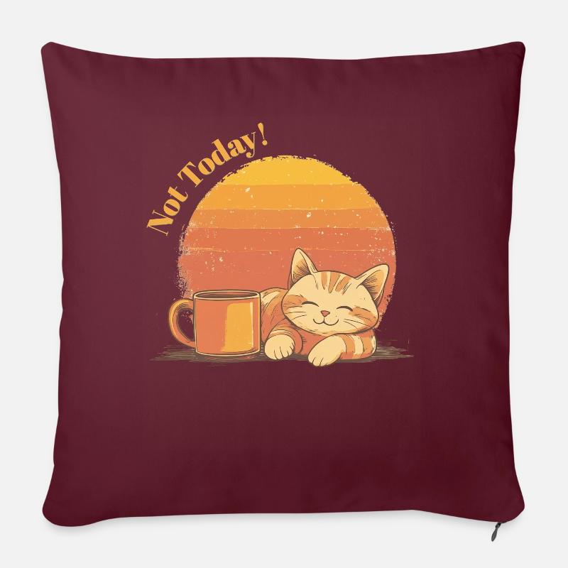Lazy Cat & Coffee – Not Today Retro Sunset - Sofakissenbezug 45 x 45 cm - Burgunderrot