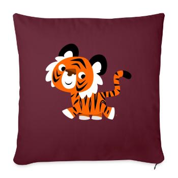 Cute Self-Confident Cartoon Tiger by Cheerful - Sofa pillowcase 17,3'' x 17,3'' (45 x 45 cm) - burgundy - Front