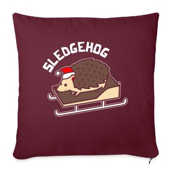 Sledgehog Hedgehog XMAS Weihnachten Igel Wortspiel - Sofakissenbezug 45 x 45 cm - Burgunderrot - Vorne