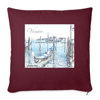 Gondole de Venise Italie - Housse de coussin décorative 45 x 45 cm - bordeaux - Devant