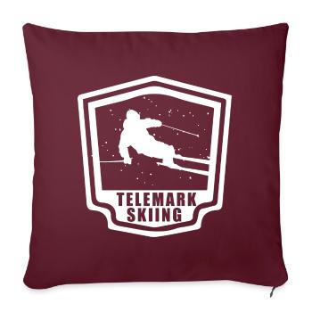 Telemark Ski plaisir plaisir sports d’hiver - Housse de coussin décorative 45 x 45 cm - bordeaux - Devant