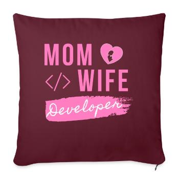 Mom Wife Developer - Developer Mom - Sofakissenbezug 45 x 45 cm - Burgunderrot - Vorne