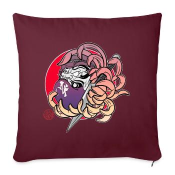Daruma dans un chrysanthème - Housse de coussin décorative 45 x 45 cm - bordeaux - Devant