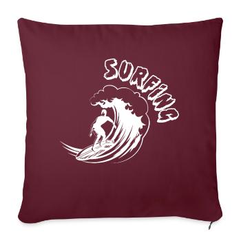 Vague Surf Surf Surf Surf Surfer - Housse de coussin décorative 45 x 45 cm - bordeaux - Devant