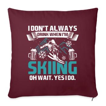 Skis d’apres - Housse de coussin décorative 45 x 45 cm - bordeaux - Devant