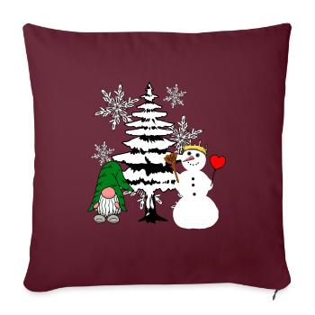 Forêt de Noël Nikolaus Schneemann Père Noël - Housse de coussin décorative 45 x 45 cm - bordeaux - Devant
