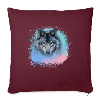 loup, coloré, chien, husky, chien, peinture, graffiti - Housse de coussin décorative 45 x 45 cm - bordeaux - Devant
