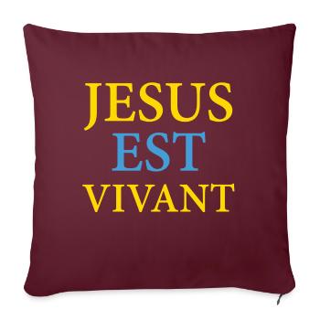 JESUS EST VIVANT, AMEN - JAUNE BLEU - Housse de coussin décorative 45 x 45 cm - bordeaux - Devant