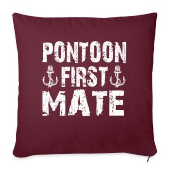 Pontoon First Mate Lake Boating Summer Vintage - Sofa pillowcase 17,3'' x 17,3'' (45 x 45 cm) - burgundy - Front