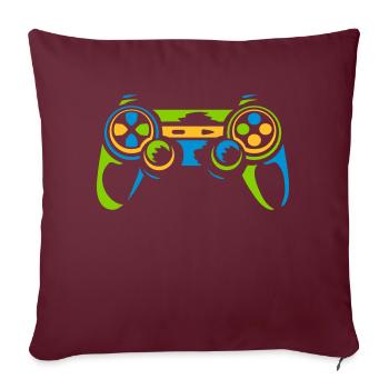 Console rétro contrôleur coloré - Housse de coussin décorative 45 x 45 cm - bordeaux - Devant
