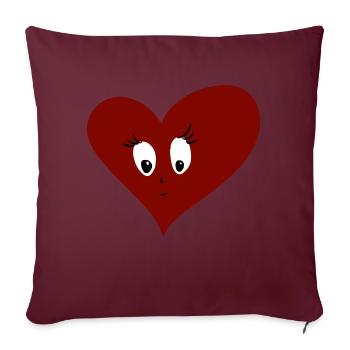 Coeur - mignon - sensible - triste - Housse de coussin décorative 45 x 45 cm - bordeaux - Devant