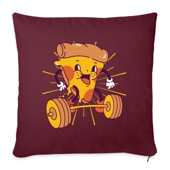 Pizza Musculation Squat Fitness Pizza kawaii - Housse de coussin décorative 45 x 45 cm - bordeaux - Devant