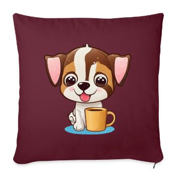 A must for every dog lover: happiness with a dog - Sofa pillowcase 17,3'' x 17,3'' (45 x 45 cm) - burgundy - Front