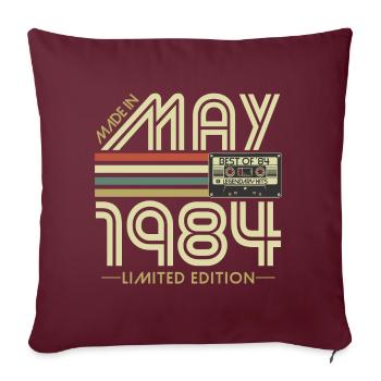 Mai 1984 Né anniversaire rétro cadeau - Housse de coussin décorative 45 x 45 cm - bordeaux - Devant