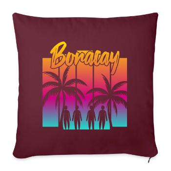 Coucher de soleil en famille à Boracay - Housse de coussin décorative 45 x 45 cm - bordeaux - Devant