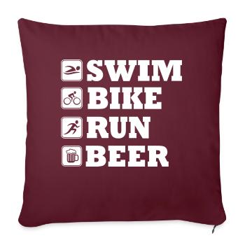 Triathlon Natation Bike Run Marathon - Housse de coussin décorative 45 x 45 cm - bordeaux - Devant