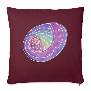 « Abalone », design de ligne boho, série « Shells » - Housse de coussin décorative 45 x 45 cm - bordeaux - Devant