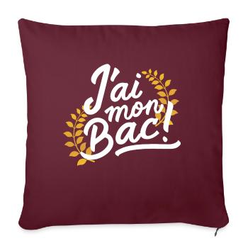J'ai mon bac - Housse de coussin décorative 45 x 45 cm - bordeaux - Devant