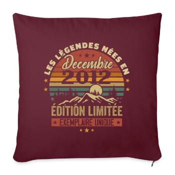 Cadeau Anniversaire Décembre 2012 - Decembre 2012 - Housse de coussin décorative 45 x 45 cm - bordeaux - Devant