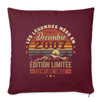 Cadeau Anniversaire Décembre 2007 - Decembre 2007 - Housse de coussin décorative 45 x 45 cm - bordeaux - Devant