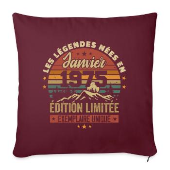 Légendaire depuis Janvier 1975 Vintage Cadeau 1975 - Housse de coussin décorative 45 x 45 cm - bordeaux - Devant