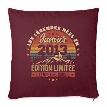 Légendaire depuis Janvier 2013 Vintage Cadeau 2013 - Housse de coussin décorative 45 x 45 cm - bordeaux - Devant