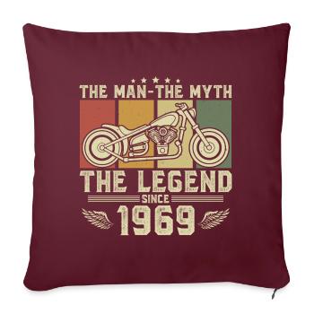 1969 Vintage né homme mythe légende moto - Housse de coussin décorative 45 x 45 cm - bordeaux - Devant