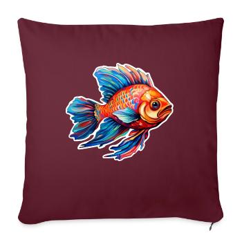 Poissons colorés et tropicaux - Housse de coussin décorative 45 x 45 cm - bordeaux - Devant